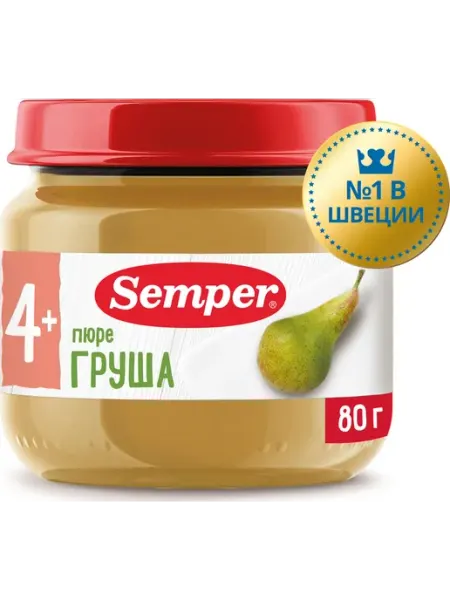 Пюре фруктовое детское Semper с 4 месяцев, Груша, 80 г