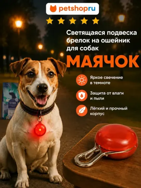 Светящаяся подвеска брелок на ошейник для собак "Маячок" PetShop
