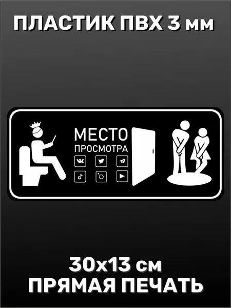 Информационная табличка на дверь - Туалет, место для просмотра 30х13 см