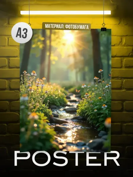 Постер А3 Весенний ручей Мама утка