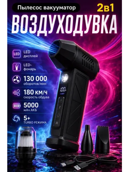 Аккумуляторная воздуходувка мощная для авто с пылесосом