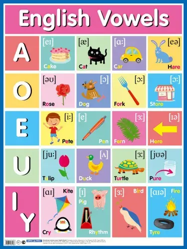 Английские гласные звуки. English Vowels. Плакат