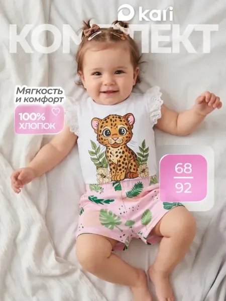 Костюм для новорожденных девочек футболка шорты Kari baby