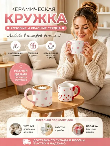 Подарочная кружка для кофе, романтичный дизайн