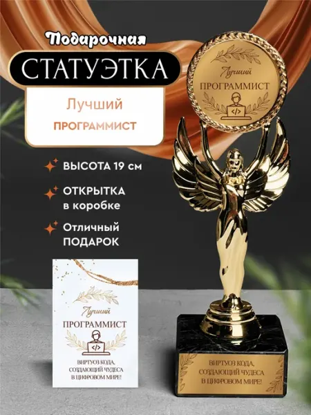 Статуэтка подарочная лучший программист оригинальный сувенир Нина