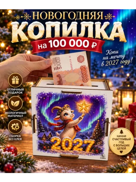 Копилка для денег символ нового года 2027 SmolWood