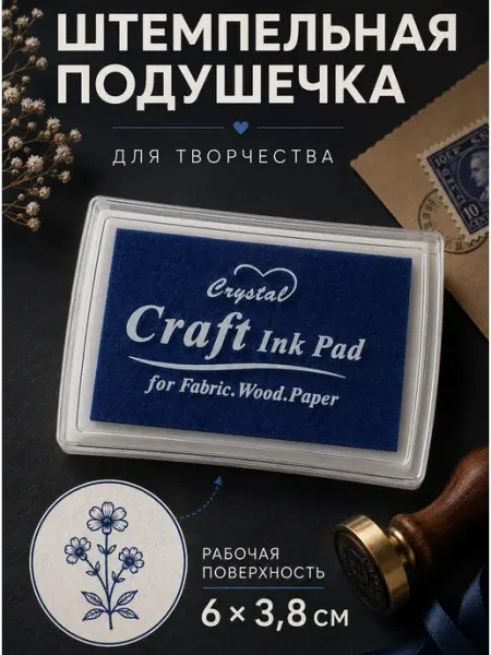 Штемпельная подушка тёмно-синяя для творчества Postal Shop