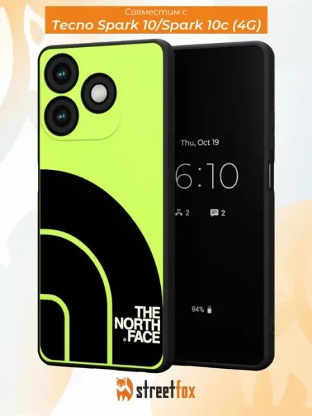 Чехол на Tecno Spark 10 10c 4G с принтом The North Face Street Fox