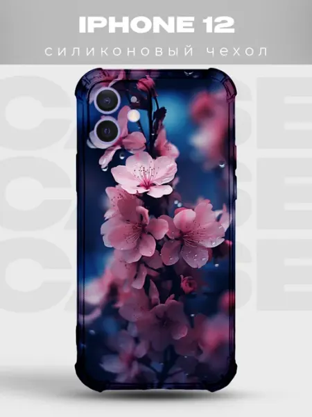 Чехол на iPhone 12 сакура и храм PRINTberries