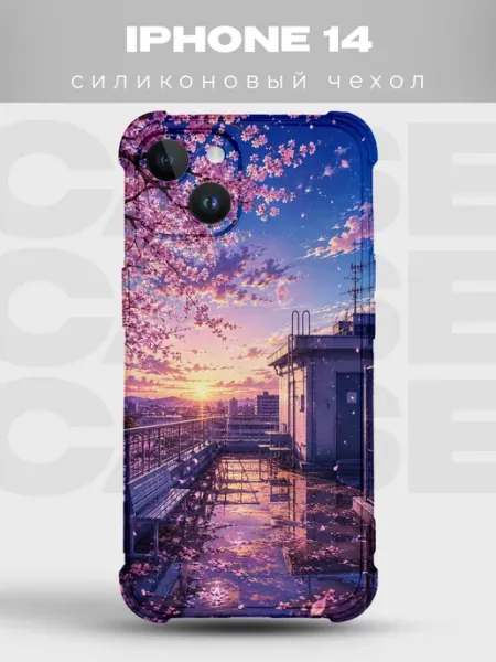 Чехол на iPhone 14 сакура и тории PRINTberries