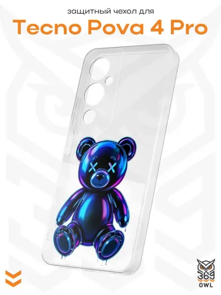 Чехол на Tecno Pova 4 Pro с принтом Мишка OWL369