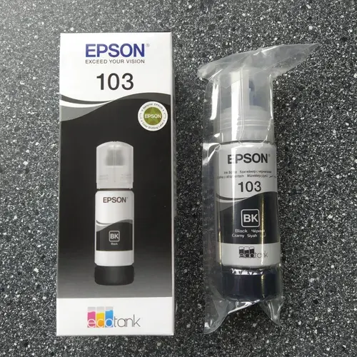 Контейнер с чернилами EPSON №103 (черный), 65 мл, оригинальный, для EPSON L3250, L3256, L3260