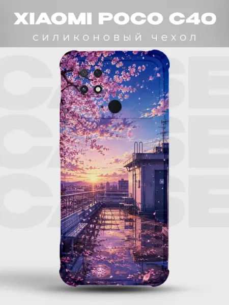 Чехол на Xiaomi Poco C40 сакура и тории PRINTberries