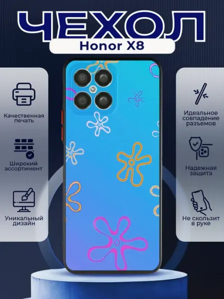 Матовый чехол на HONOR X8 спанч боб PRINTberries