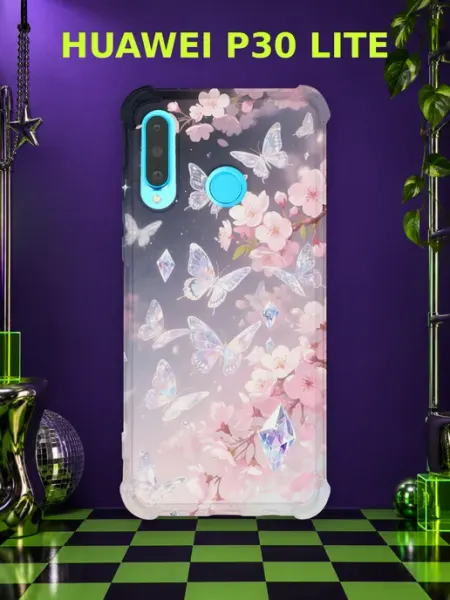 Чехол на Huawei P30 Lite сакура девчачий Y2K PRINTberries