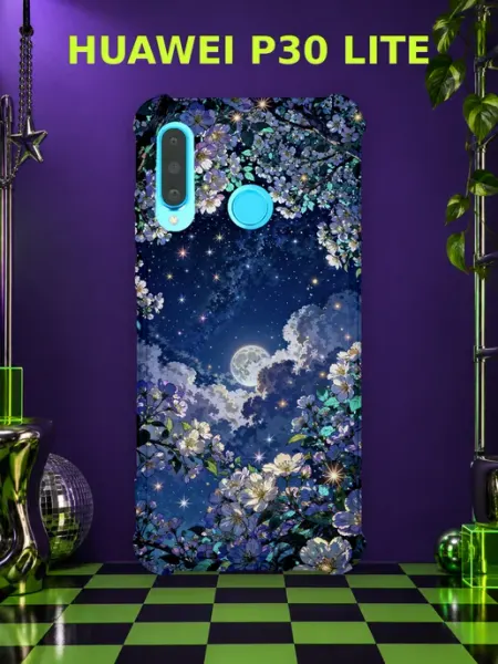 Чехол на Huawei P30 Lite сакура и луна Y2K PRINTberries