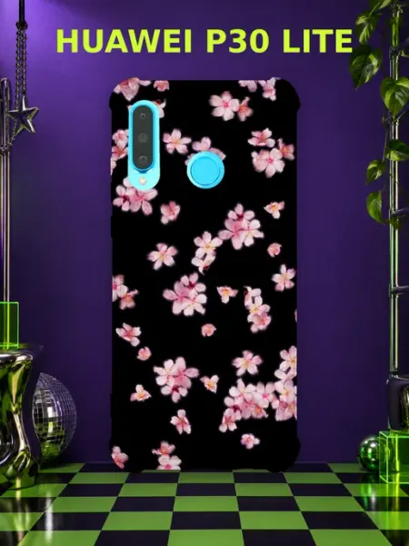 Чехол на Huawei P30 Lite сакура и хром Y2K PRINTberries