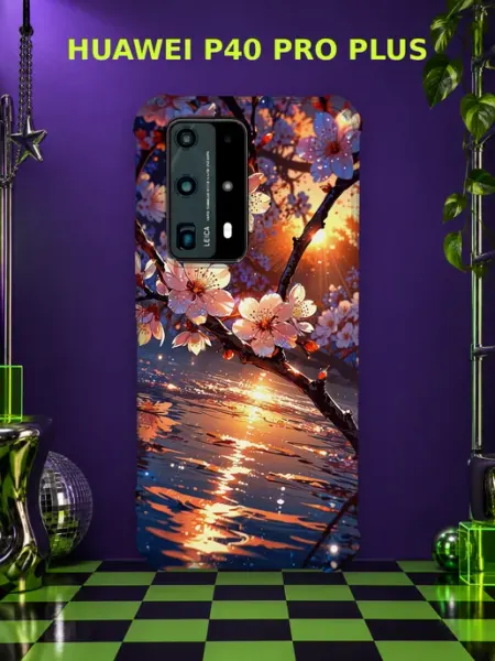 Чехол на Huawei P40 Pro Plus сакура и луна PRINTberries