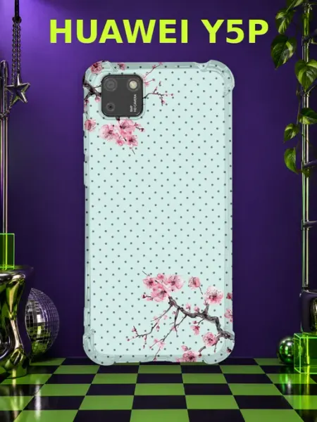 Чехол на Huawei Y5P сакура и бабочки PRINTberries