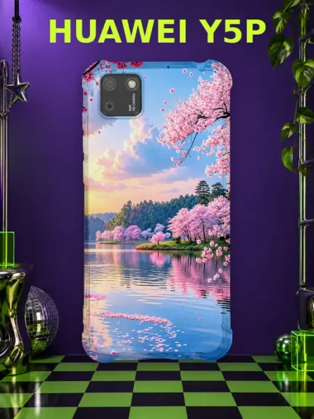 Чехол на Huawei Y5P сакура и пагода PRINTberries