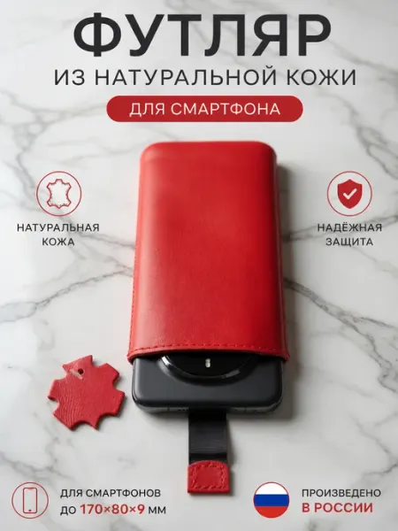 Кожаный чехол-футляр для больших смартфонов 170х80х9мм Дон Чехол