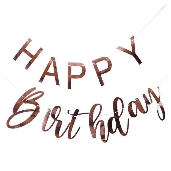Гирлянда "Happy Bithday" Розовое золото, 120 см