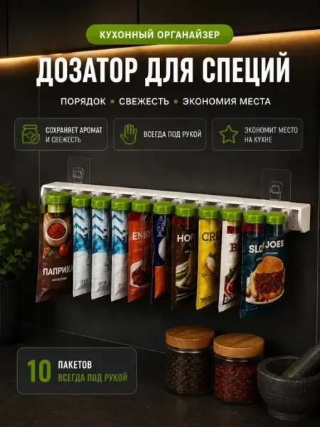 Органайзер для специй настенный на 10 пакетов мур3
