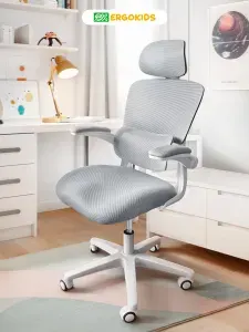 Кресло компьютерное детское ErgoKids T-1 серый / ортопедический стул компьютерный для школьника / регулировка высоты, поясницы, подголовника