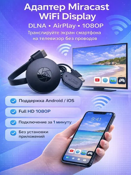 Адаптер Miracast WiFi Display Dongle DLNA AirPlay
