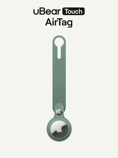 Брелок для Bluetooth метки uBear Touch Case для AirTag с кнопкой-фиксатором, силикон Soft-touch, зеленый