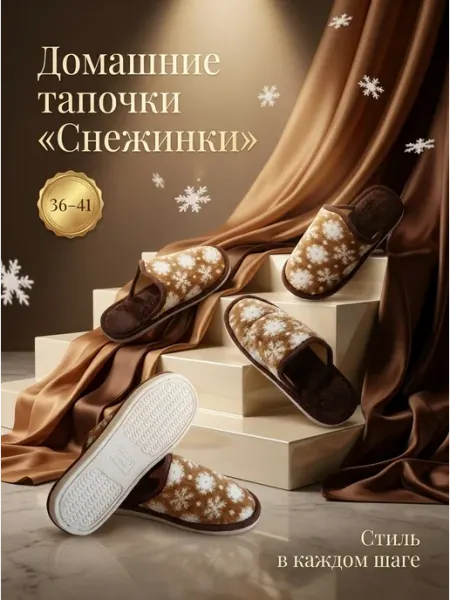Тапочки домашние со снежинками