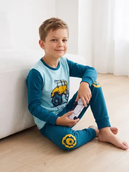 Пижама детская со штанами для мальчика теплая Pumbie