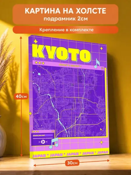Картина на стену Ретро карта Киото 30x40 AvalonDecor
