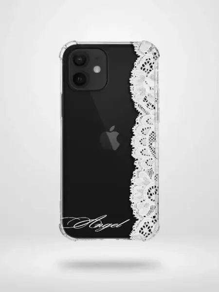 Прозрачный чехол на iPhone 12 белый принт кружева pinterest ATW
