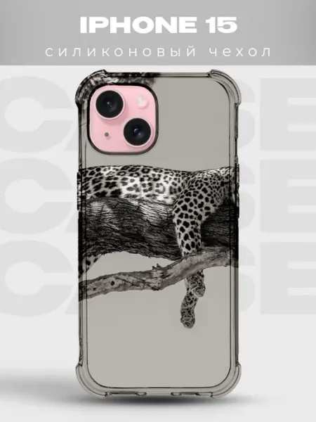 Чехол на iPhone 15 Леопард PRINTberries