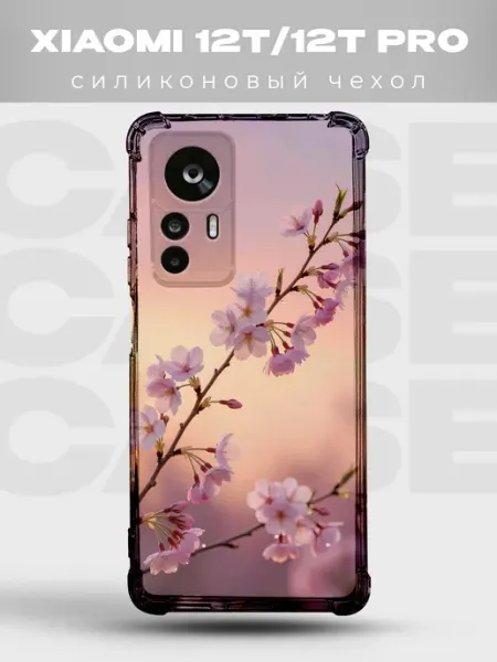Чехол на Xiaomi 12T сакура и горы PRINTberries