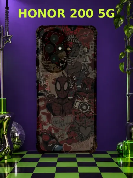 Чехол на Honor 200 5G Человек-паук марвел spiderman комикс PRINTberries