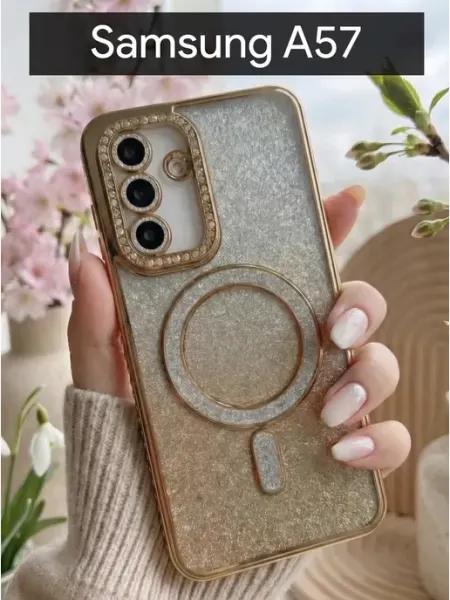 Чехол на Samsung Galaxy A57 c magsafe со стразами Red Cat
