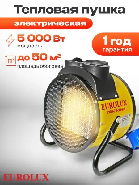 EUROLUX Пушка тепловая электрическая обогреватель ТЭПК-EU-5000K1