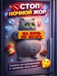 Магнит на холодильник Кот на ночь не жрать!