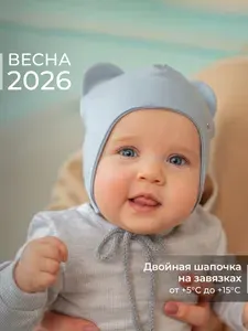Шапка с завязками Журавлик Для малышей с ушками