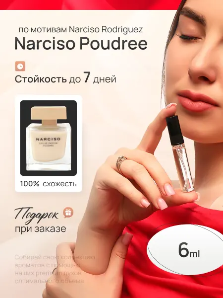 EVLER Духи женские стойкие со шлейфом Narciso Rodriguez Poudree