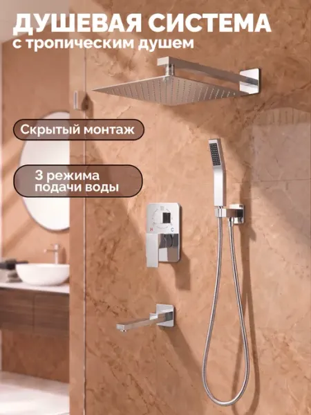 Душевая система с тропическим душем Turgoff