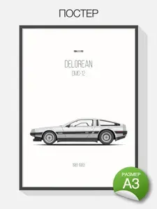 Постер на стену DeLorean DMC-12 — Cyberpunk Edition А3
