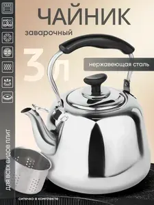 Чайник для плиты заварочный металлический с ситечком