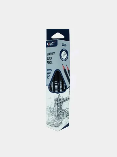 Чёрный карандаш HB Pencil Triangular Black Graphite EXACT QQ009