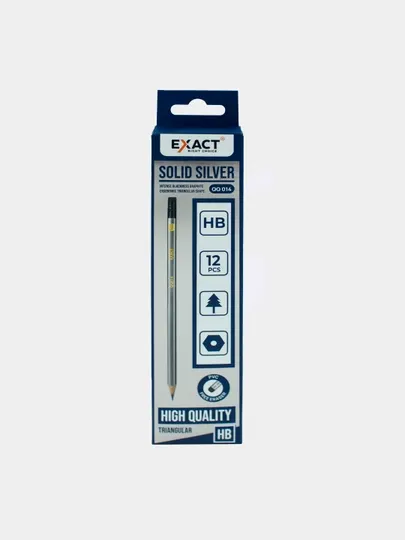 Чёрный карандаш HB Pencil Silver, 12 шт EXACT QQ014