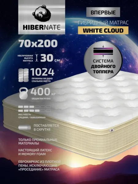 Пружинный матрас 200х70 на кровать ортопедический HIBERNATE