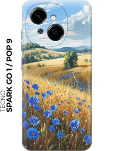 Силиконовый чехол на Tecno Spark Go 1 / Pop 9 с принтом "Поле васильков"