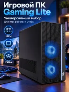 Системный блок Gaming Lite (Intel Xeon E5-2670V2, RAM 128 ГБ, SSD 240 ГБ, NVIDIA GeForce GT 730 (4 Гб), Windows 11 Pro), черный